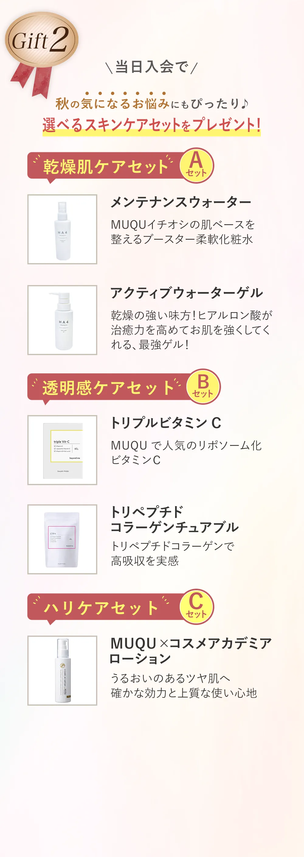 3種のセットから選べる豪華化粧品プレゼント！ お顔まるごとフェイシャル体験　初回価格　980円